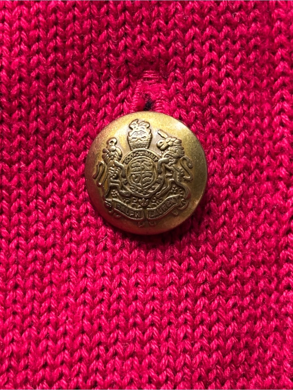 Lauren Ralph Lauren Velvet Collar 3 Crest Gold Button Blazer Coat Jacket PM Red - Picture 3 of 7